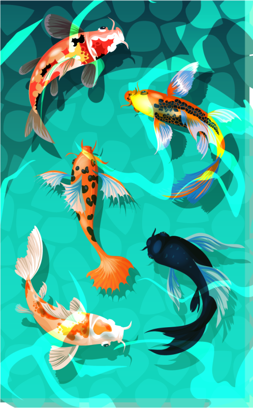 Bathroom vinyl carpet koi shower - TenStickers
