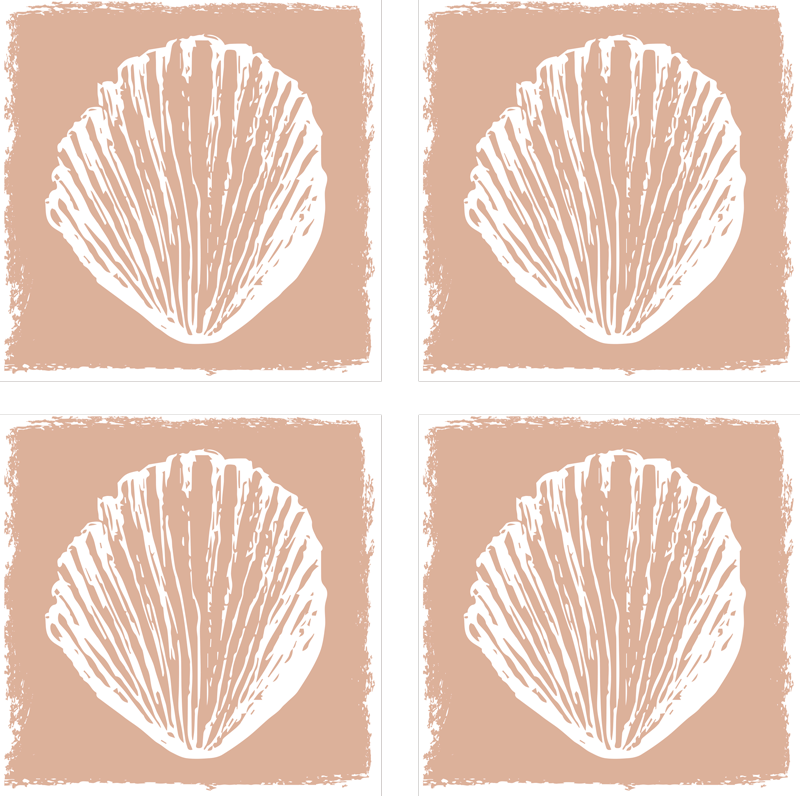 Bathroom vinyl carpet retro seashell pattern beige - TenStickers