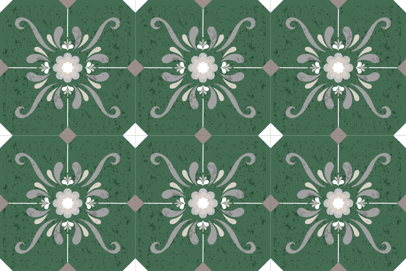 Bathroom vinyl carpet in vintage tile design - TenStickers