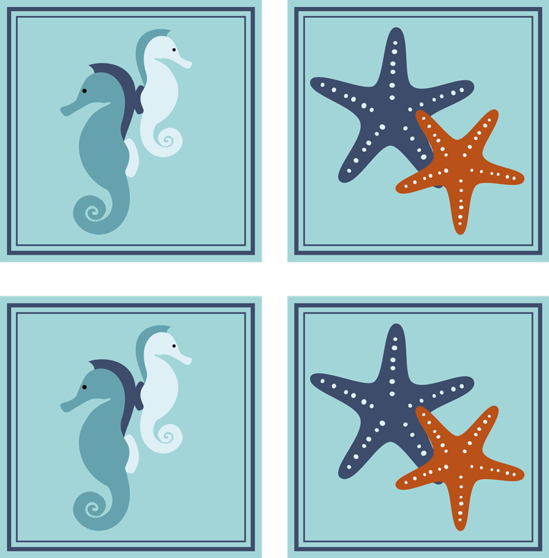 Bathroom vinyl carpet in marine style design - TenStickers