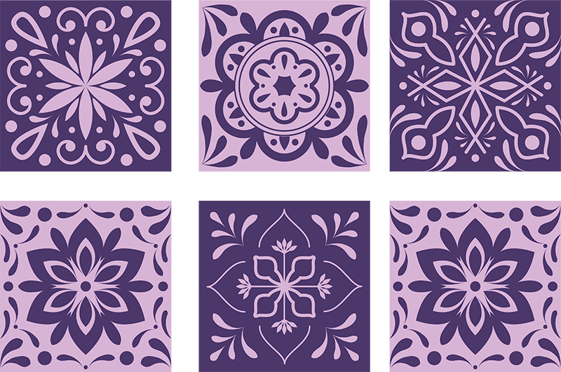 Bathroom vinyl carpet with purple floral design - TenStickers