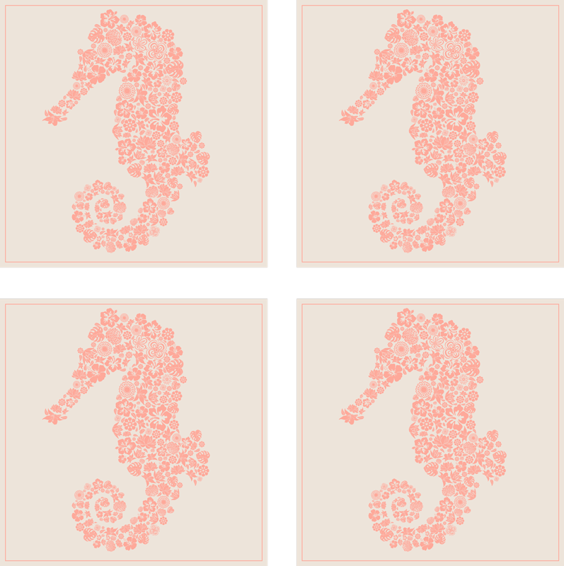 Floral sea horse bathroom vinyl carpet - TenStickers