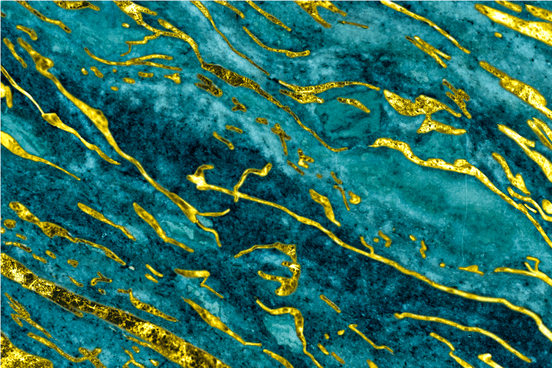 Bathroom vinyl carpet in blue and gold marble effect - TenStickers