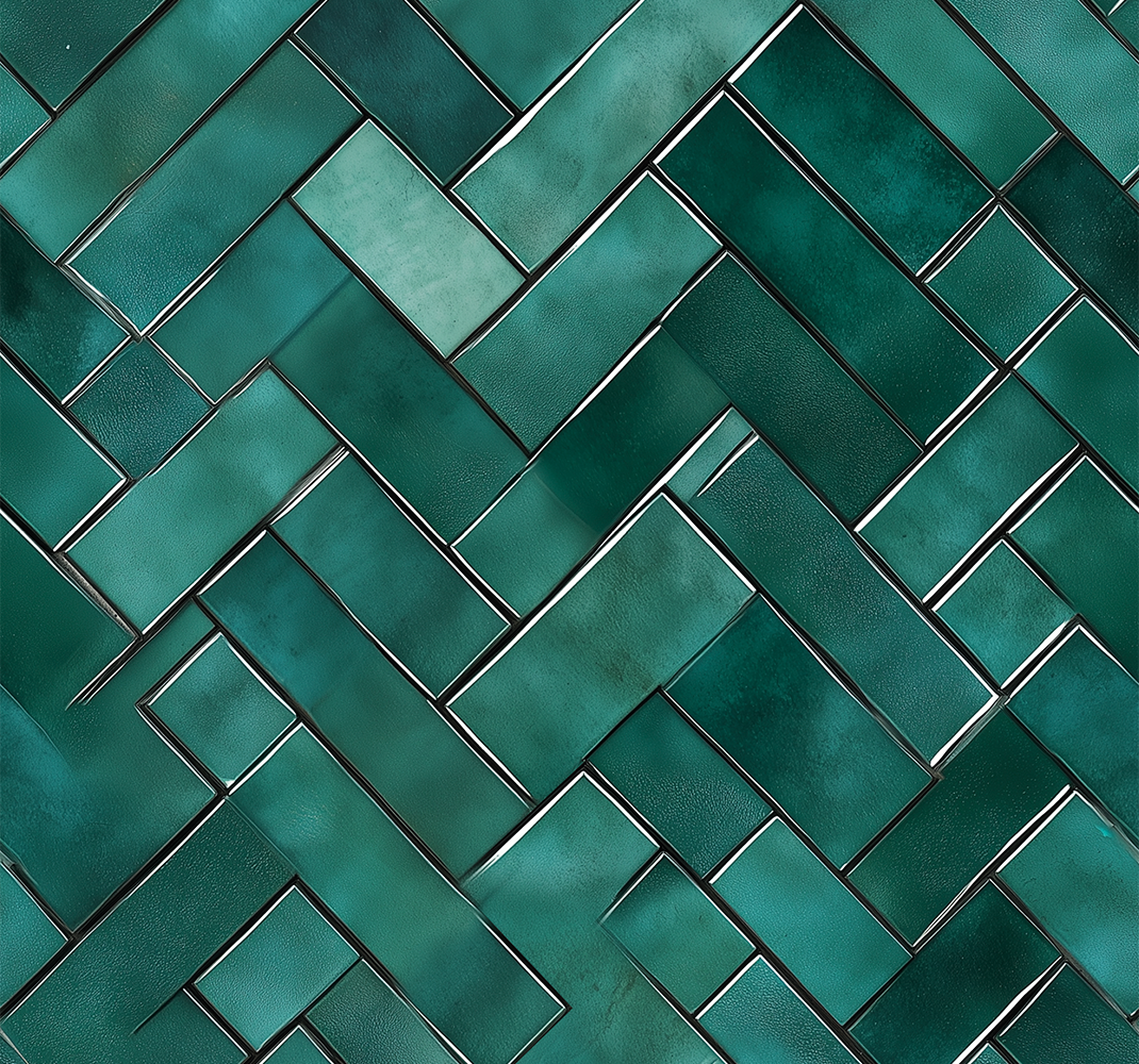 Herringbone green bathroom vinyl carpet - TenStickers
