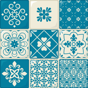 Gray and blue pattern bathroom vinyl carpet - TenStickers