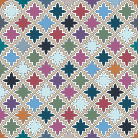Bathroom vinyl carpet with colorful vintage tile design - TenStickers