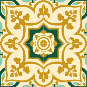 Bathroom vinyl carpet with gold and green tile pattern - TenStickers