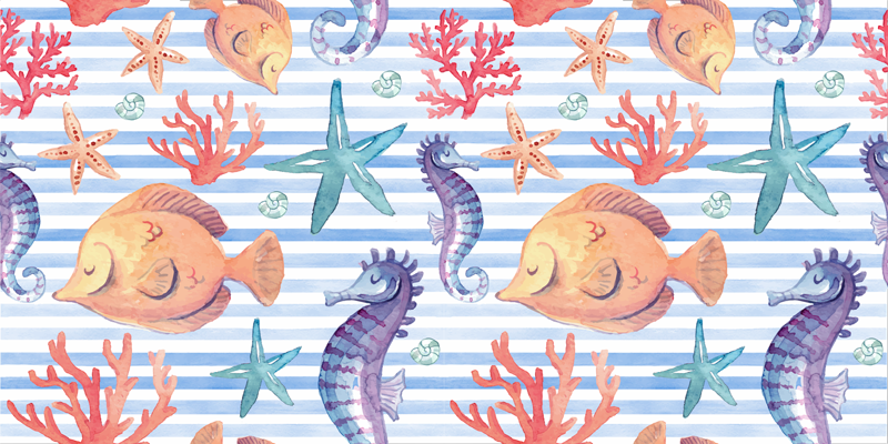 Bathroom vinyl carpet sea life tiles design - TenStickers