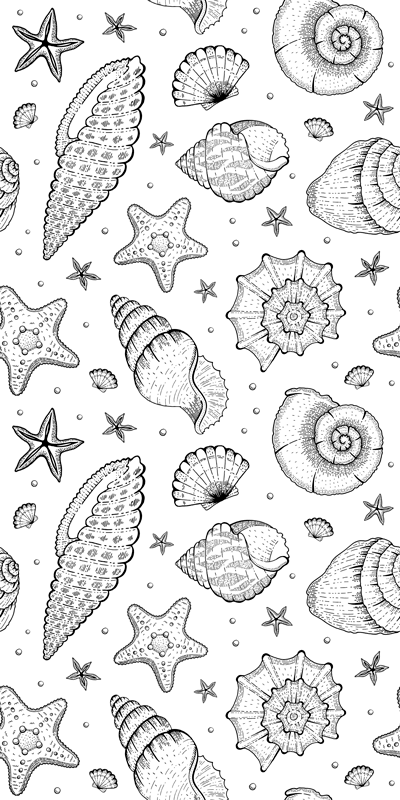 Bathroom vinyl carpet marine life and seashells shower - TenStickers