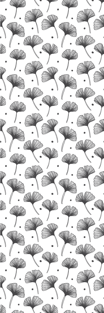 Bathroom vinyl carpet with white ginkgo leaf pattern - TenStickers
