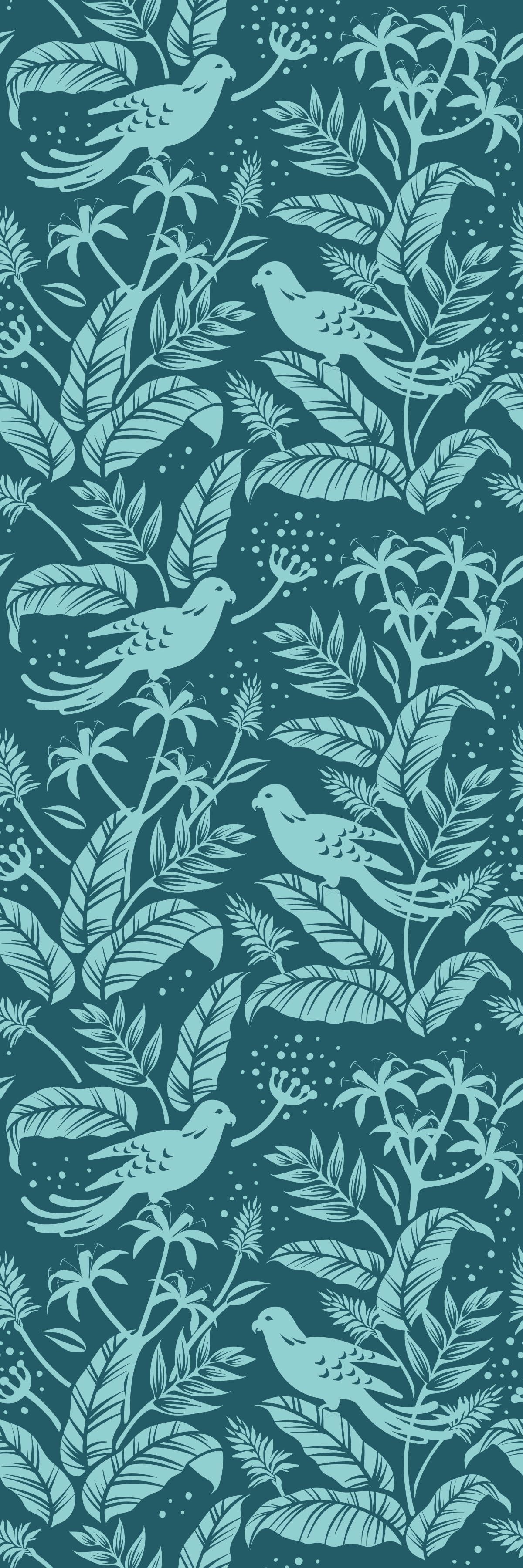Bathroom vinyl carpet with turquoise flying birds - TenStickers