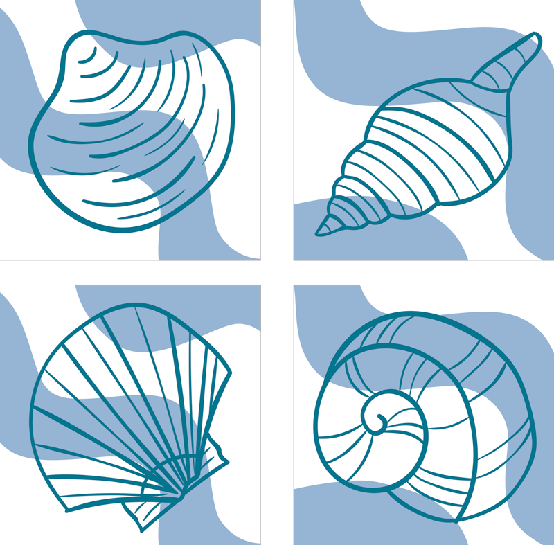 Bathroom vinyl carpet with seashell patterns - TenStickers
