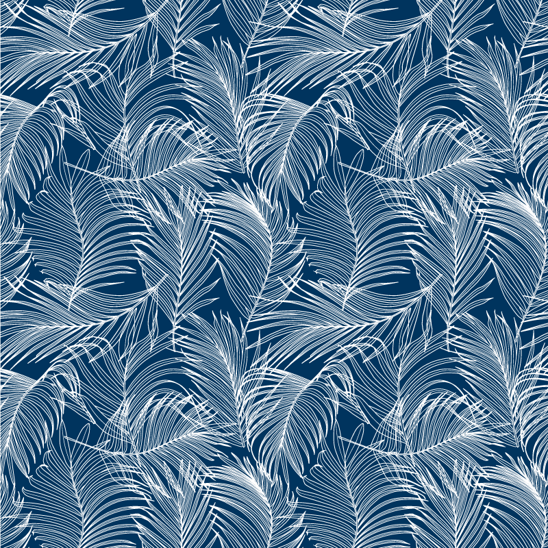 Kitchen vinyl carpet blue leaves with white outline - TenStickers