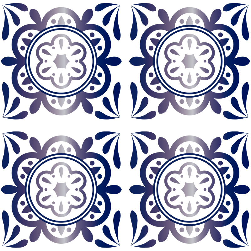 Kitchen vinyl carpet in antique blue spanish tile - TenStickers