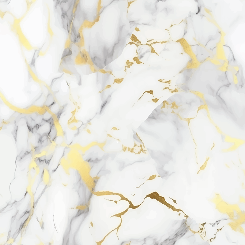 Kitchen vinyl carpet white marble with gold veins - TenStickers