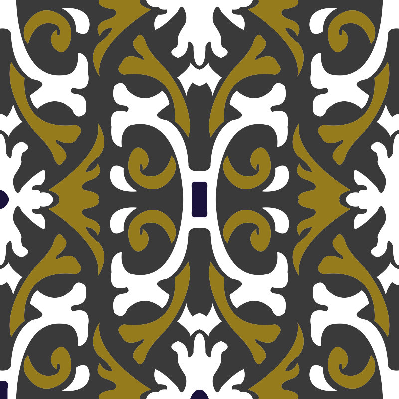Kitchen vinyl carpet vintage beige floral tiles - TenStickers