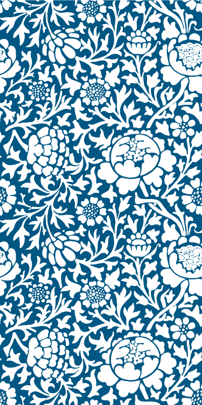 Kitchen vinyl carpet in marine blue floral design - TenStickers