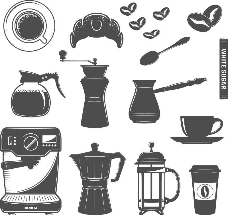 Kitchen vinyl carpet coffee set menu design - TenStickers