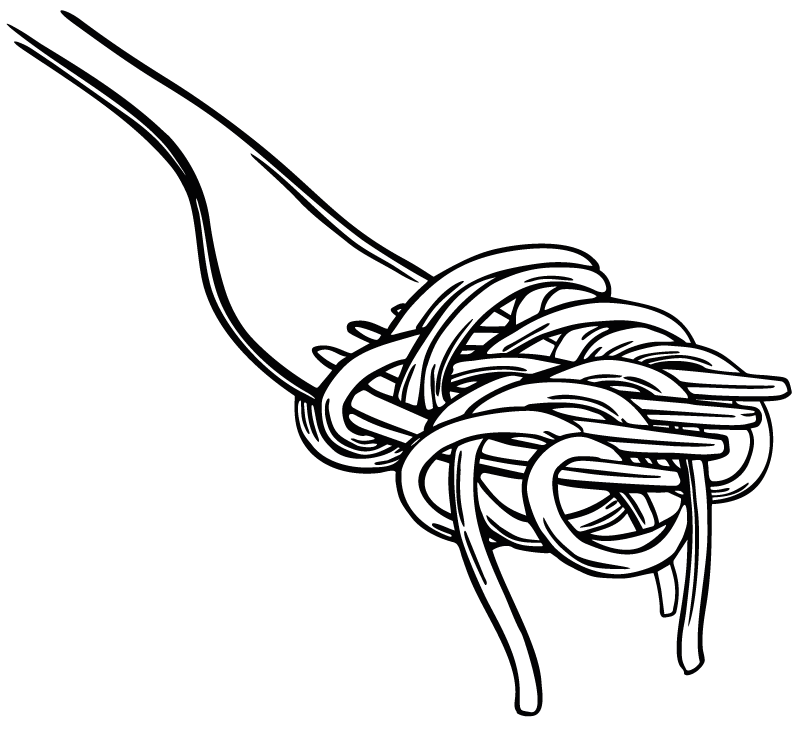 Kitchen vinyl carpet spaghetti fork engraving design - TenStickers