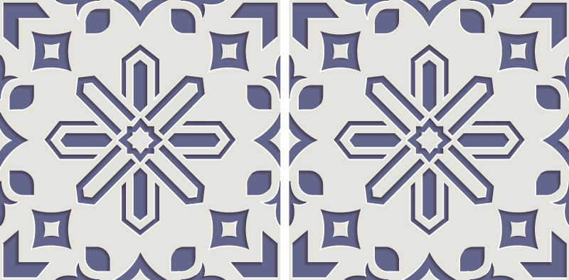 Cute blue and white cement tile kitchen vinyl carpet - TenStickers