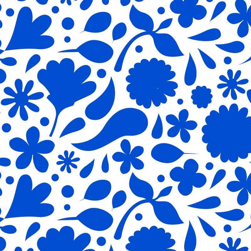 Delfts blue floral kitchen vinyl carpet - TenStickers