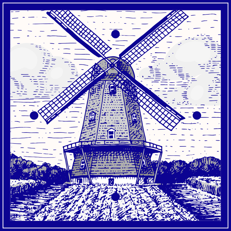Delfts blue kitchen vinyl carpet - TenStickers