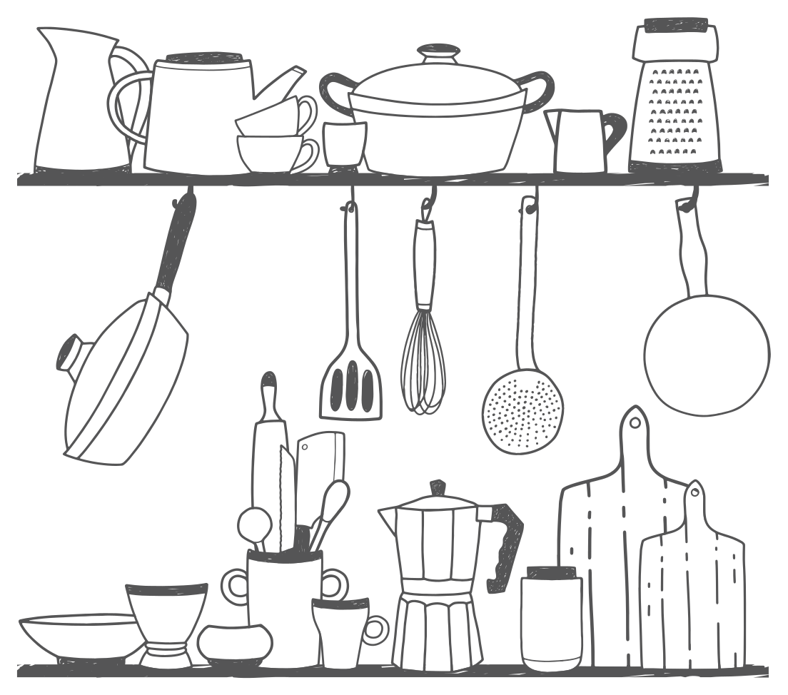 Kitchen vinyl carpet kitchen tools for shelf cooking - TenStickers