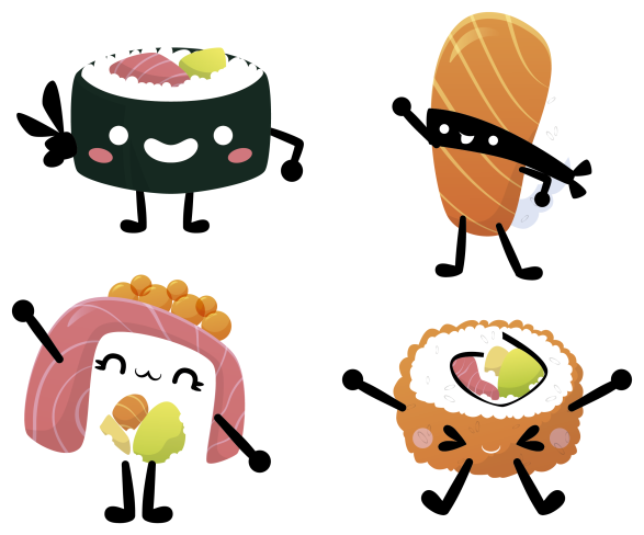 Kawaii sushi kitchen vinyl carpet - TenStickers