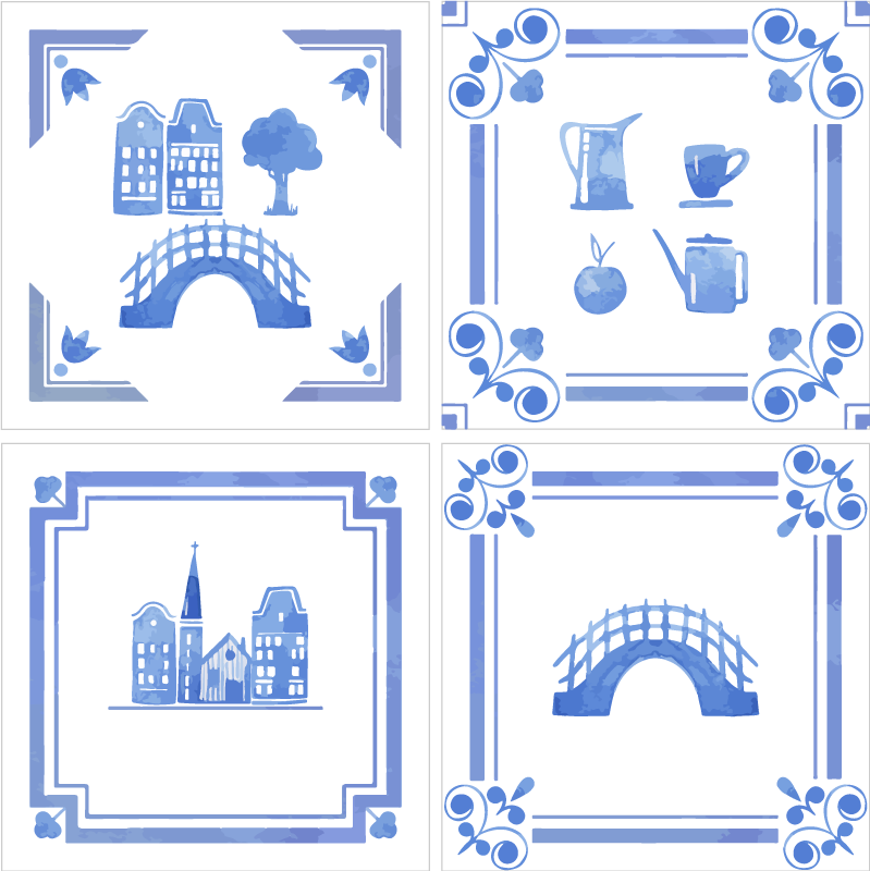 Kitchen vinyl carpet delftware dutch houses design - TenStickers