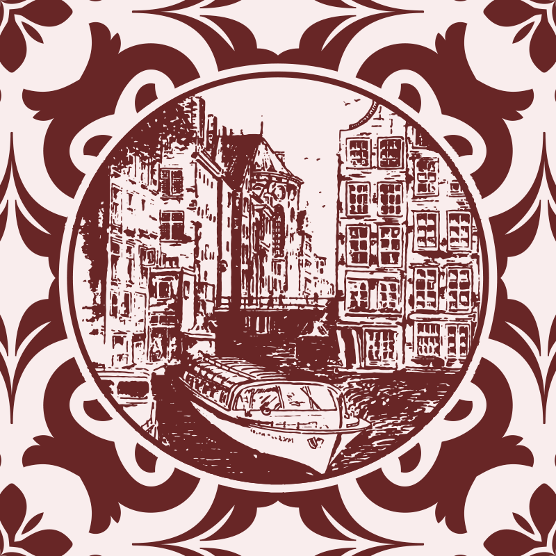 Kitchen vinyl carpet canal houses and boat - TenStickers