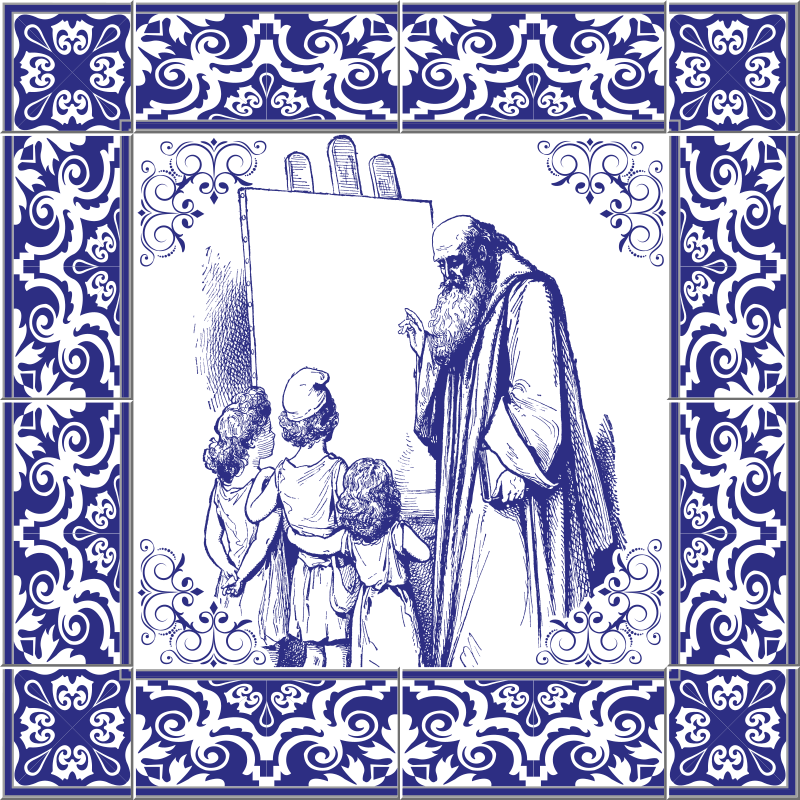 Kitchen vinyl carpet blue delft design - TenStickers