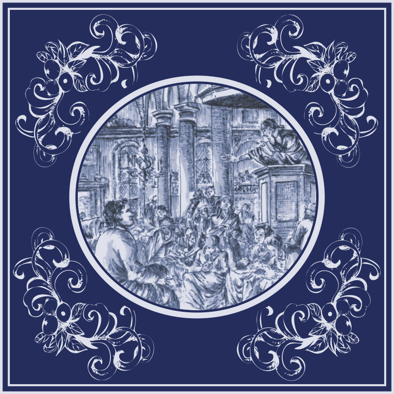 Kitchen vinyl carpet blue delft crowd design - TenStickers