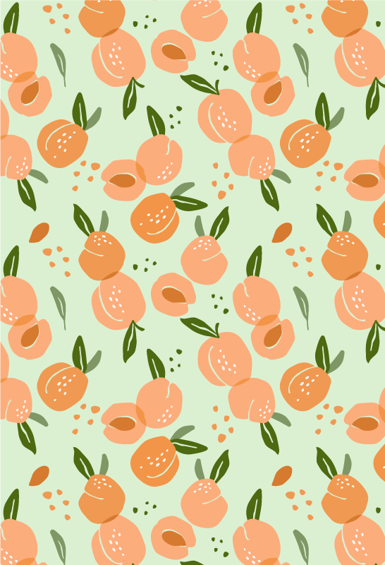 Kitchen vinyl carpet with peaches on green background - TenStickers