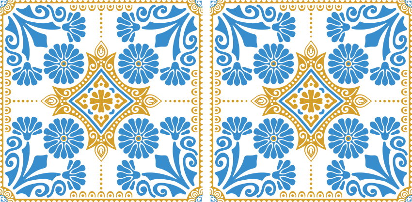 Kitchen vinyl carpet moroccan cement tile design - TenStickers