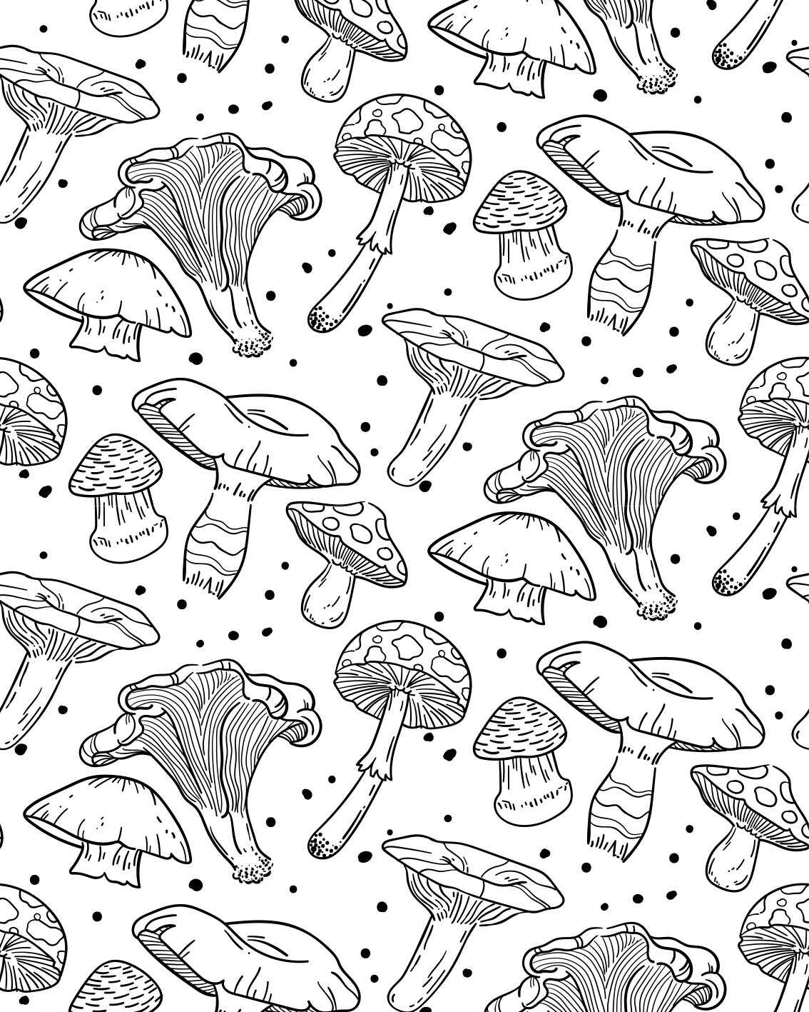Kitchen vinyl carpet with monochrome mushroom design - TenStickers