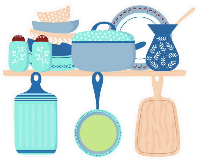 Kitchen vinyl carpet for crockery ceramic cookware - TenStickers