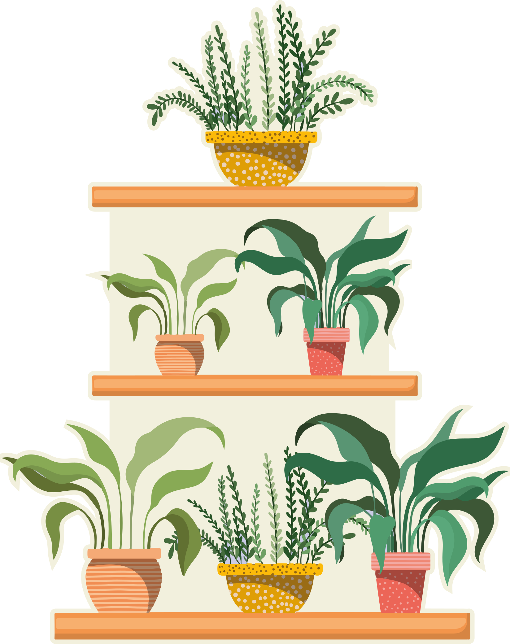 Kitchen vinyl carpet watercolor plant shelf set - TenStickers