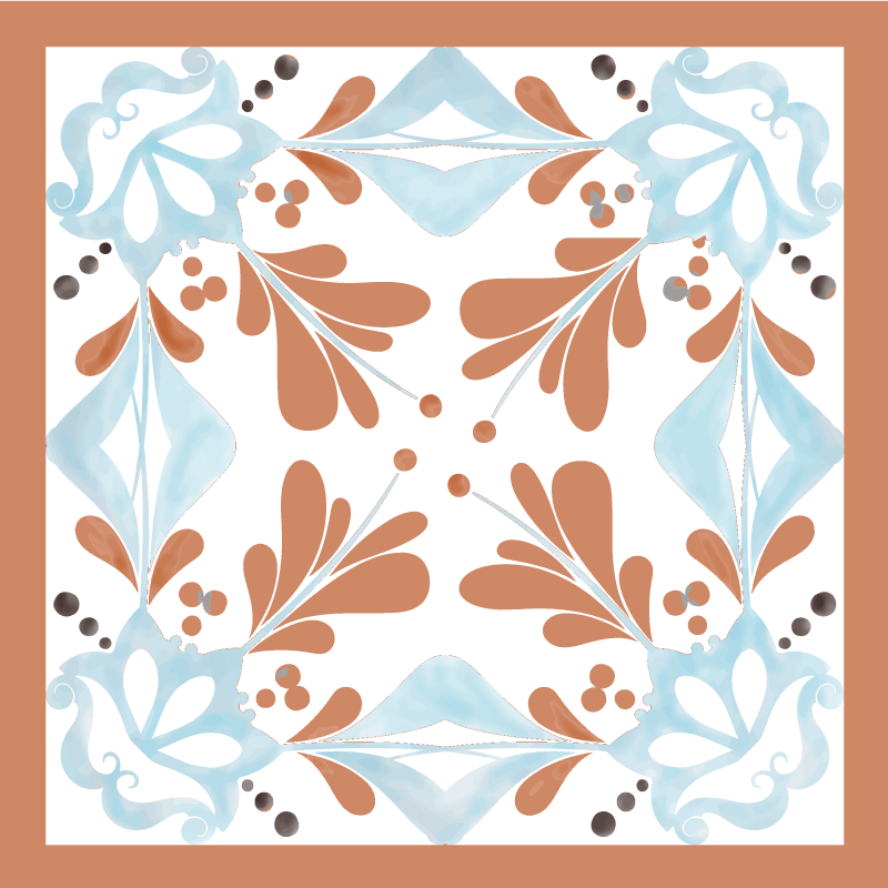 Kitchen vinyl carpet floral mediterranean tiles - TenStickers