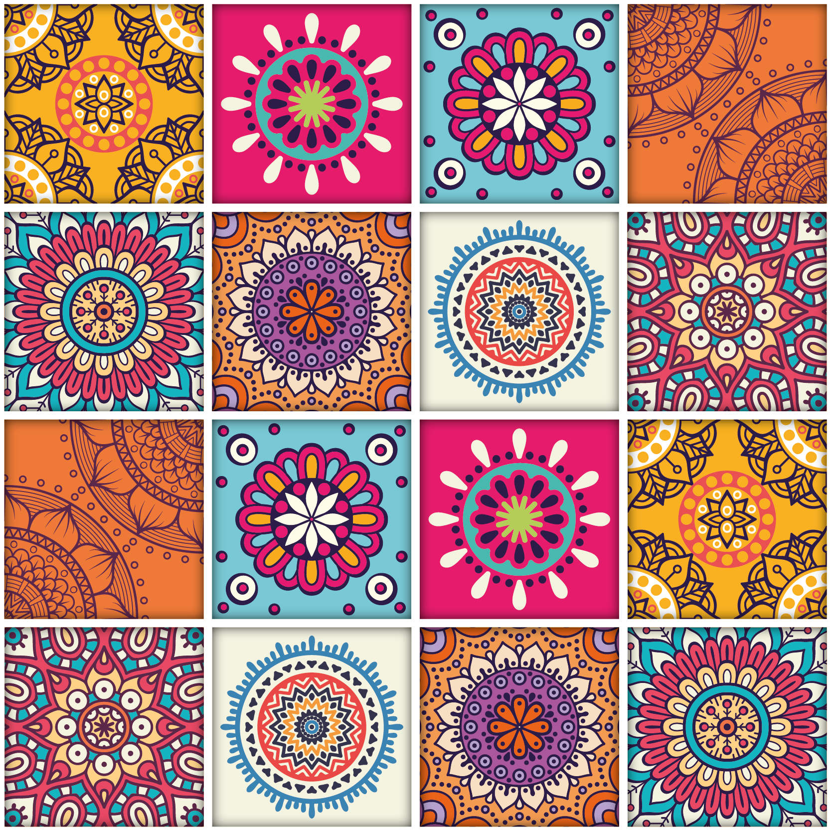 Kitchen vinyl carpet mandala tile design - TenStickers