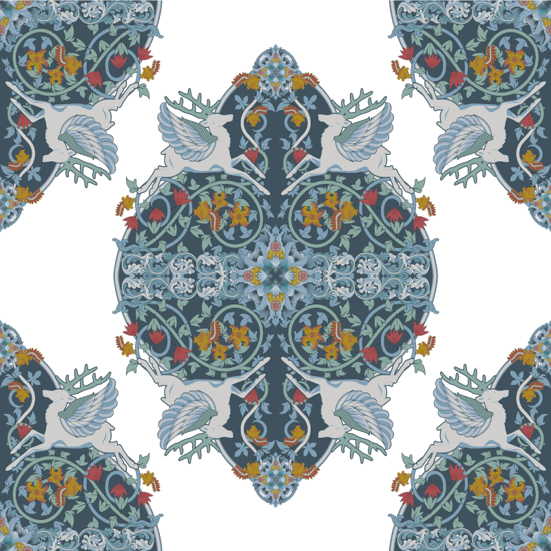 Kitchen vinyl carpet floral vintage tile design - TenStickers