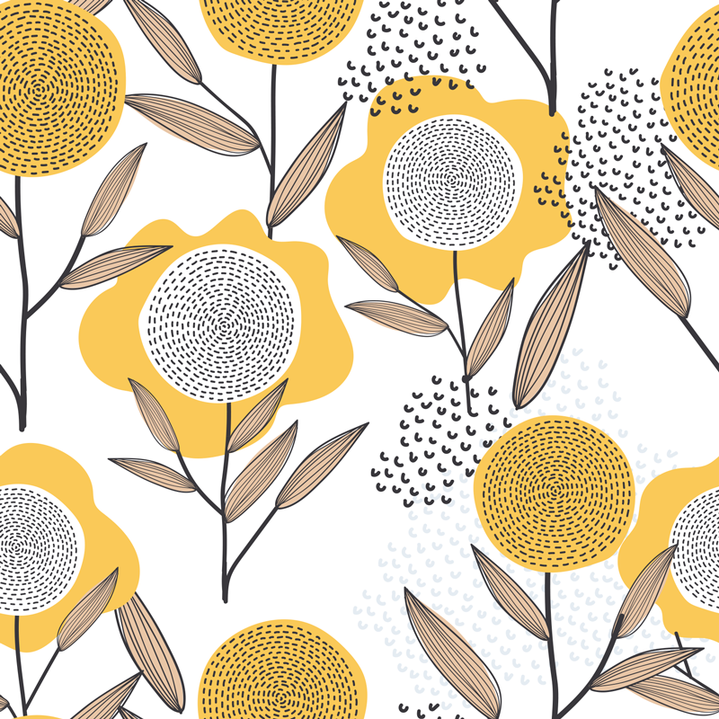 Kitchen vinyl carpet yellow abstract floral design - TenStickers