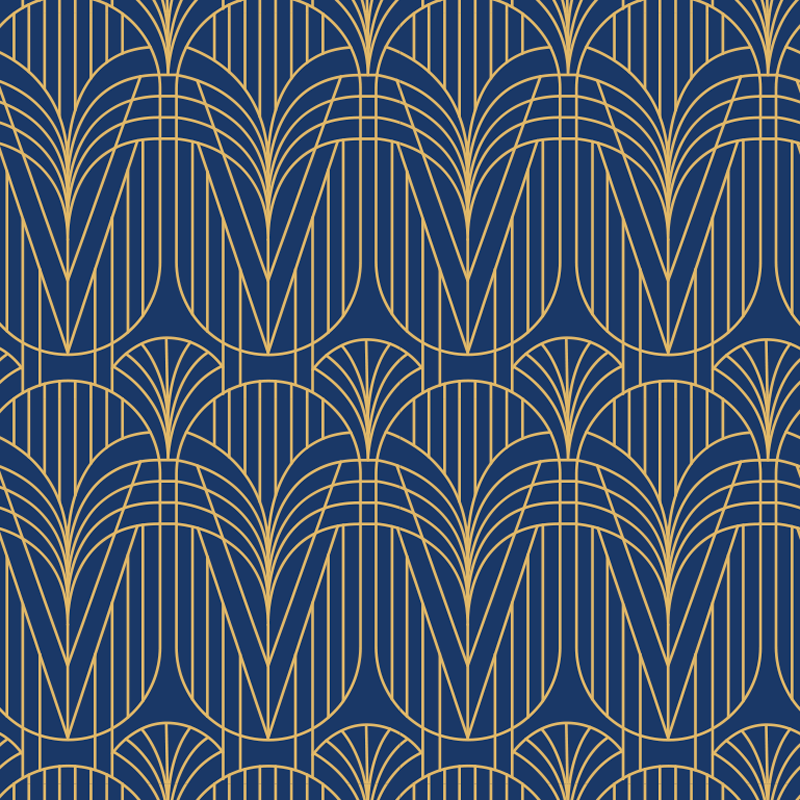 Kitchen vinyl carpet in gold-accented art deco design - TenStickers