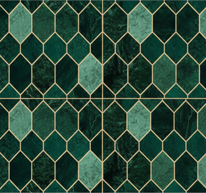 Green scale gold outline kitchen vinyl carpet - TenStickers