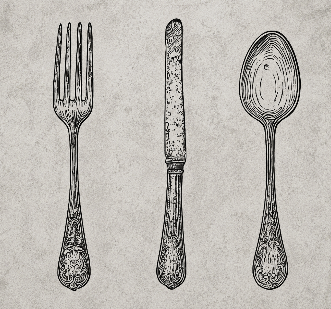 Kitchen vinyl carpet in grey cutlery design - TenStickers