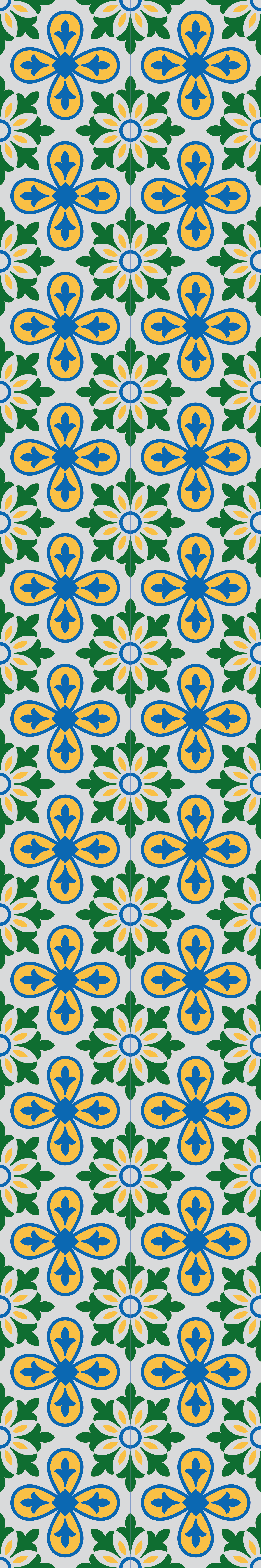 Kitchen vinyl carpet in yellow and blue tile design - TenStickers