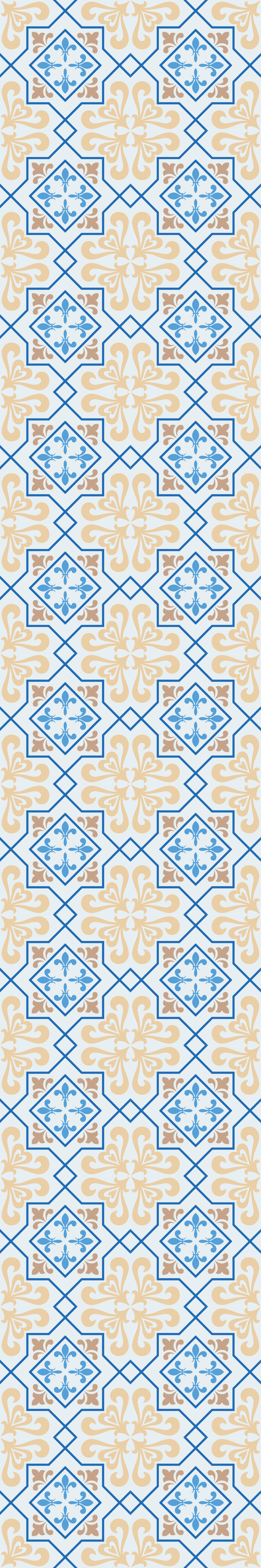 Kitchen vinyl carpet in portuguese tile pattern blue lines - TenStickers