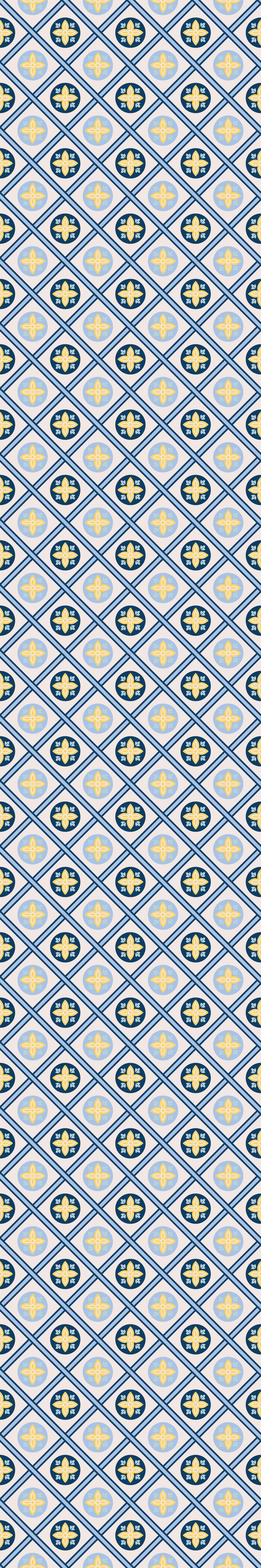 Kitchen vinyl carpet in baby blue and yellow tile - TenStickers