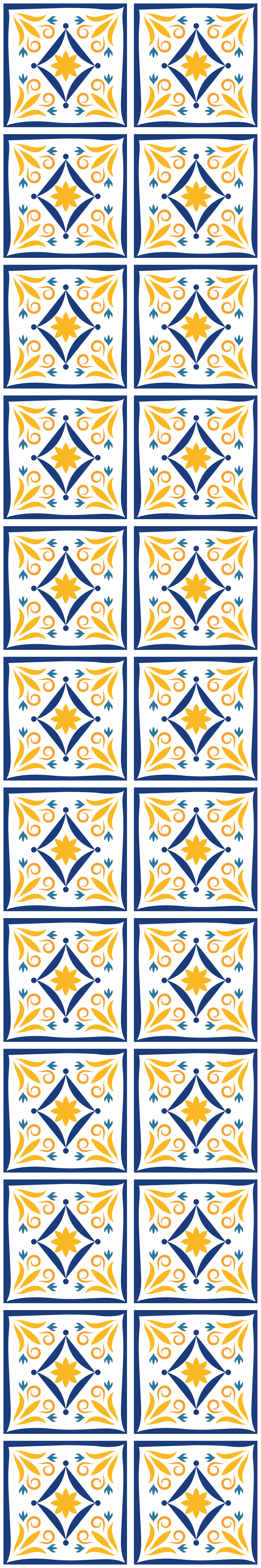 Kitchen vinyl carpet in blue and yellow portuguese tile - TenStickers