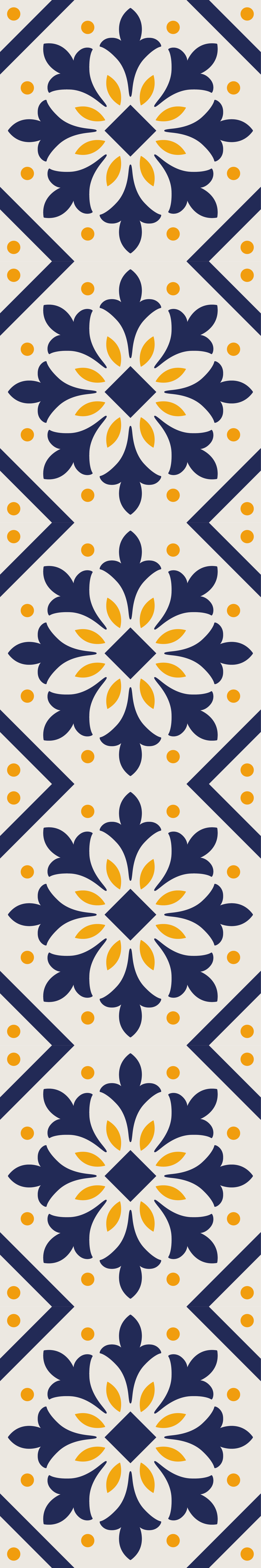 Blue and vibrant yellow portuguese tile kitchen vinyl carpet - TenStickers