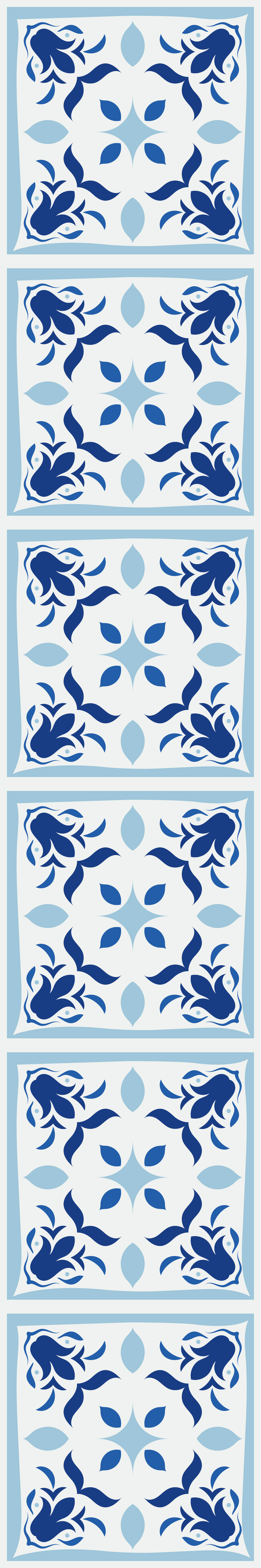 Kitchen vinyl carpet with typical portuguese tile flowers - TenStickers